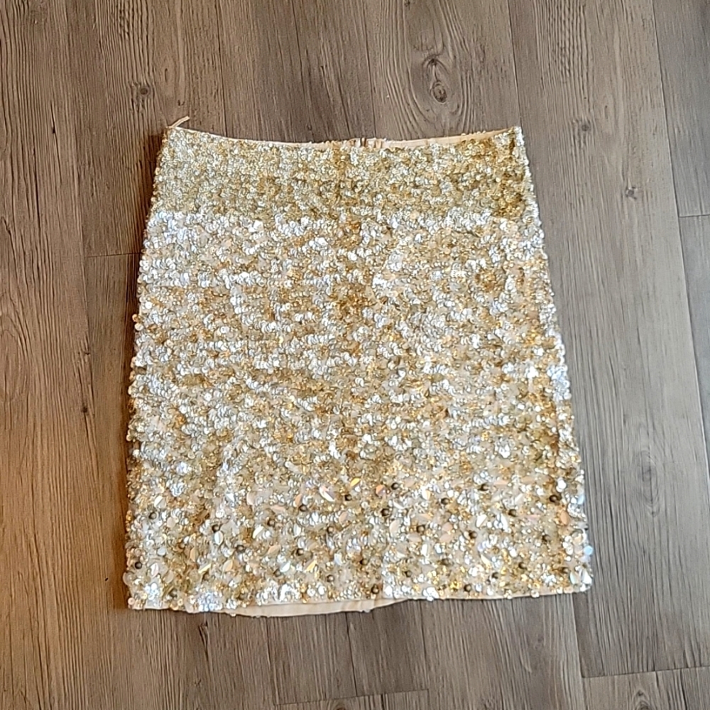 Champagne & gold hand-beaded skirt